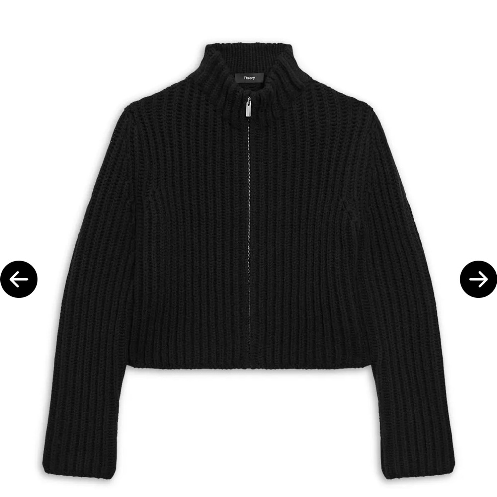 THEORY Wool Cashmere Zip-Up Cardigan - Picture 9 of 9